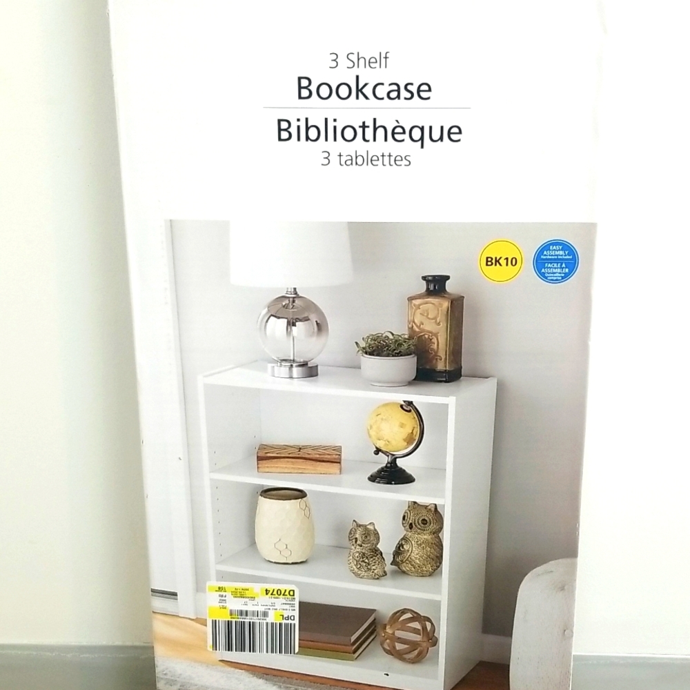 Mainstays 3 self bookcase (WHITE)